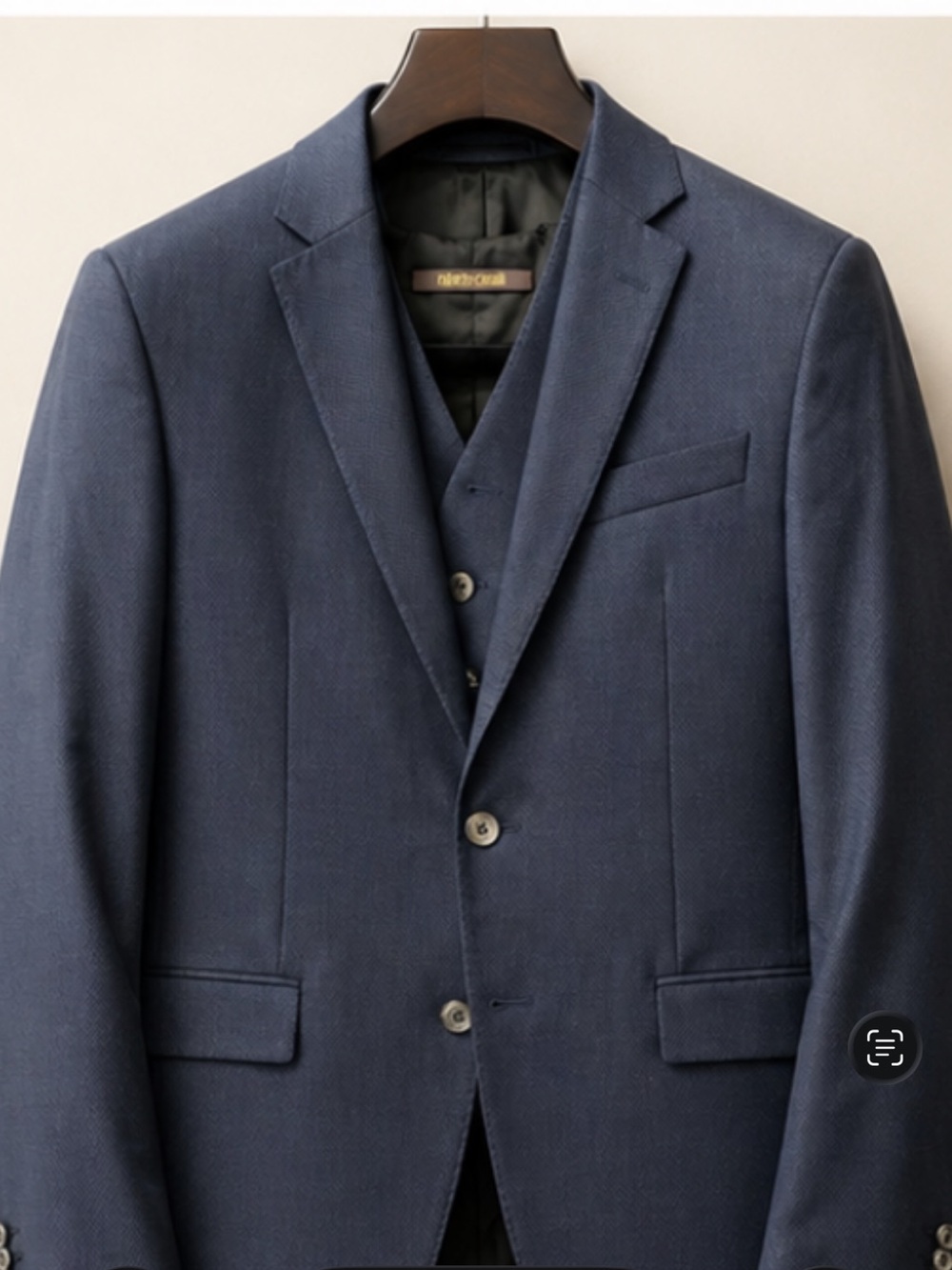 Roberto Cavalli Men's Blue Textured Two-Button Blazer and Vest